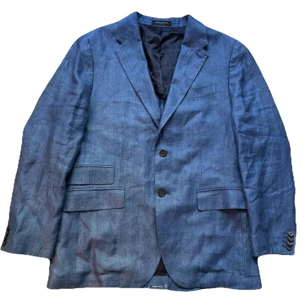 Banana Republic Navy Blue Linen-Blend Sport Coat